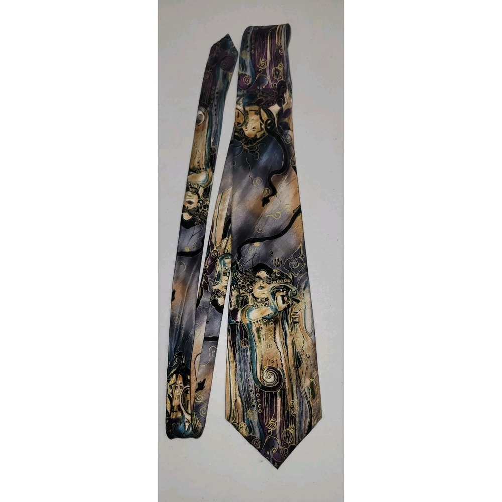 Grace Newburger Silk Neck Tie Artistic Abstract Watercolor‎ Design